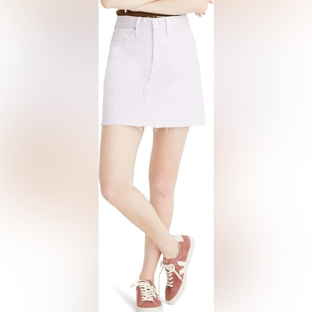 Madewell Garment Dyed Denim Cotton A-Line Miniskirt Light Lilac Purple Size 25